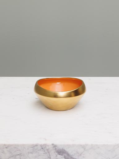 Orange & gold stoneware bowl Corfou
