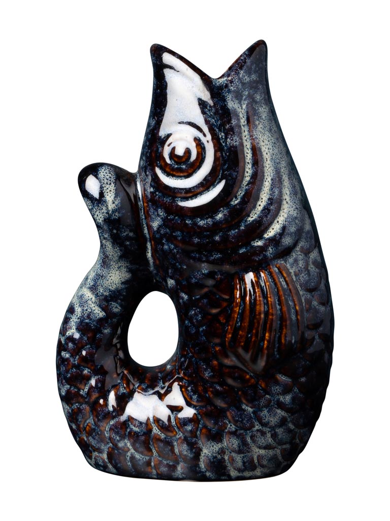 Petit vase poisson grès bleu foncé - 4