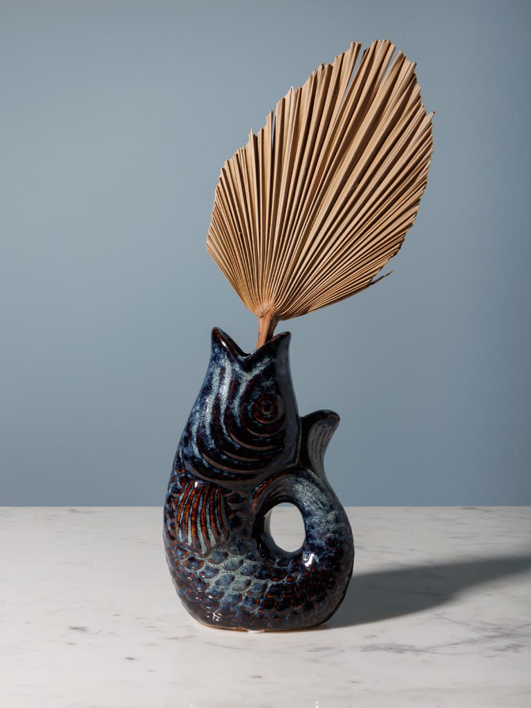 Petit vase poisson grès bleu foncé - 2