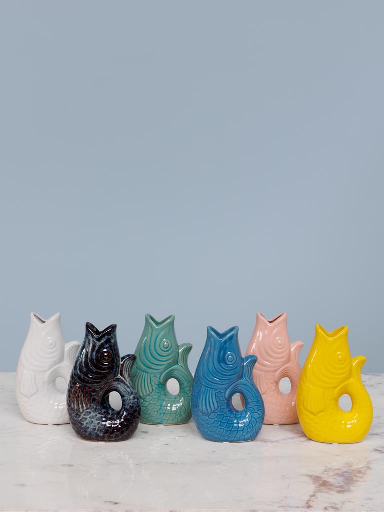 Petit vase poisson grès bleu foncé - 8