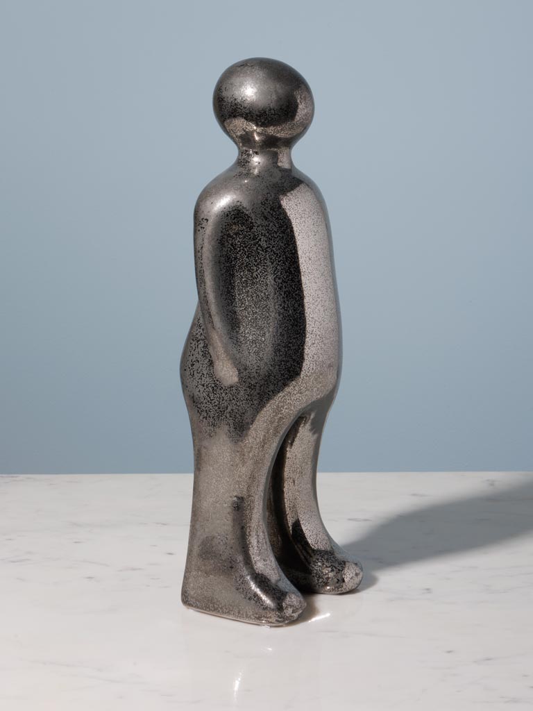 Grand personnage en grès argenté Human - 1