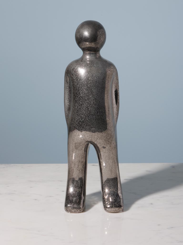 Grand personnage en grès argenté Human - 3
