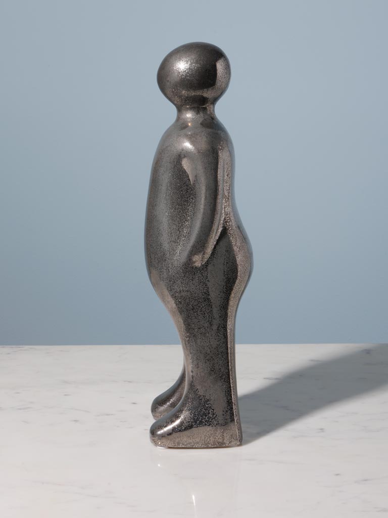 Grand personnage en grès argenté Human - 5