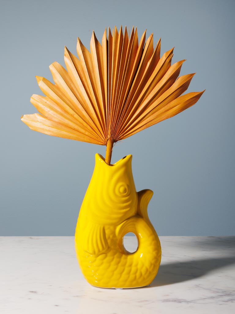 Small yellow stoneware fish vase - 5