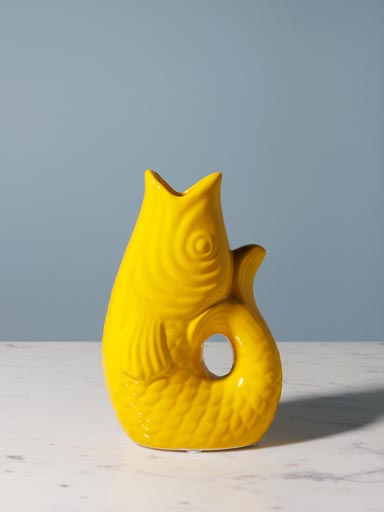 Small yellow stoneware fish vase