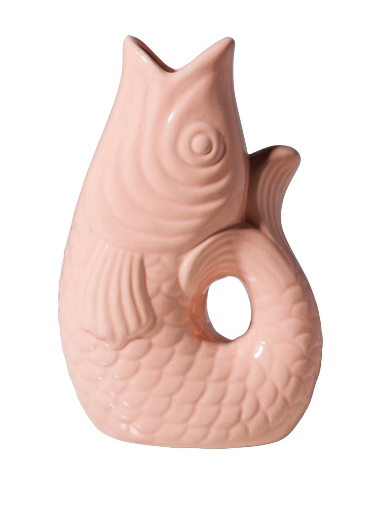 Small pink stoneware fish vase - 2