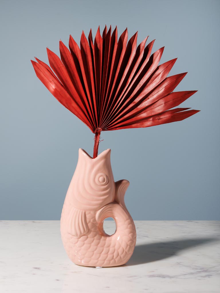Small pink stoneware fish vase - 5