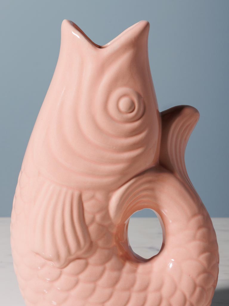 Small pink stoneware fish vase - 4