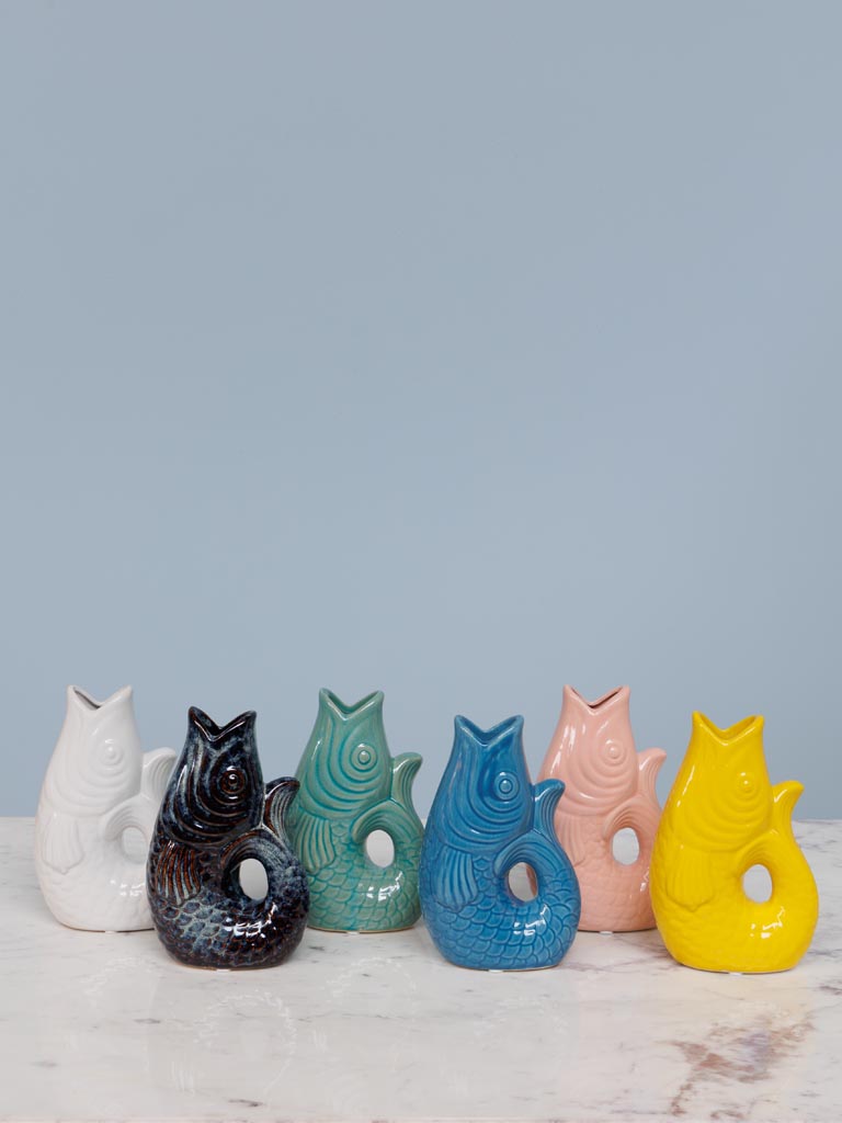 Small pink stoneware fish vase - 6