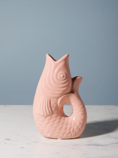 Small pink stoneware fish vase