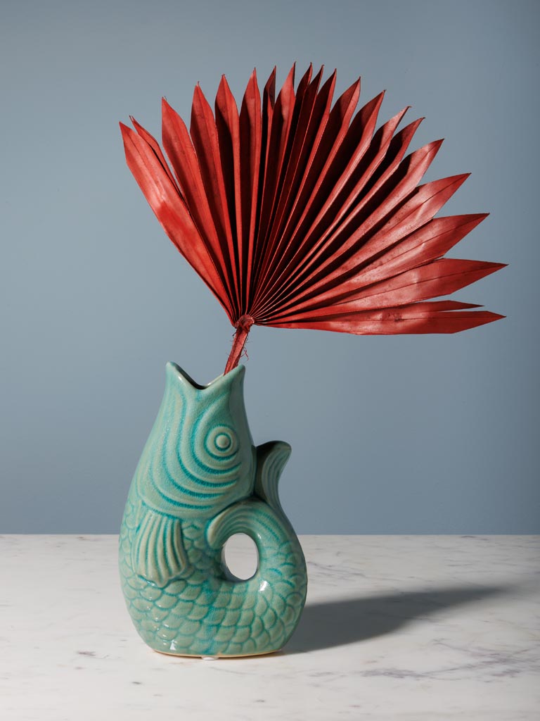 Small green stoneware fish vase - 4