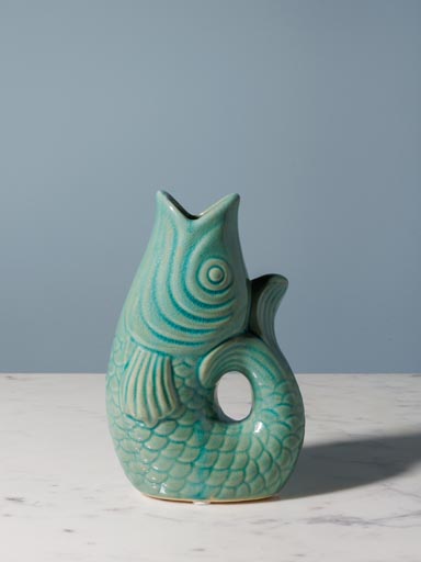 Small green stoneware fish vase