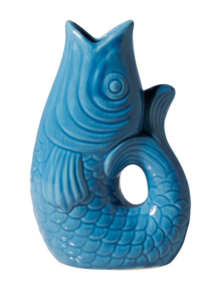 Petit vase poisson grès bleu clair - 2