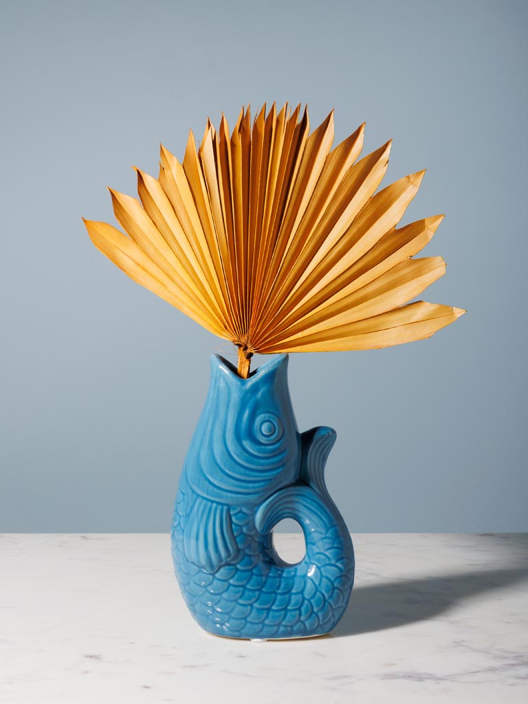 Petit vase poisson grès bleu clair - 3