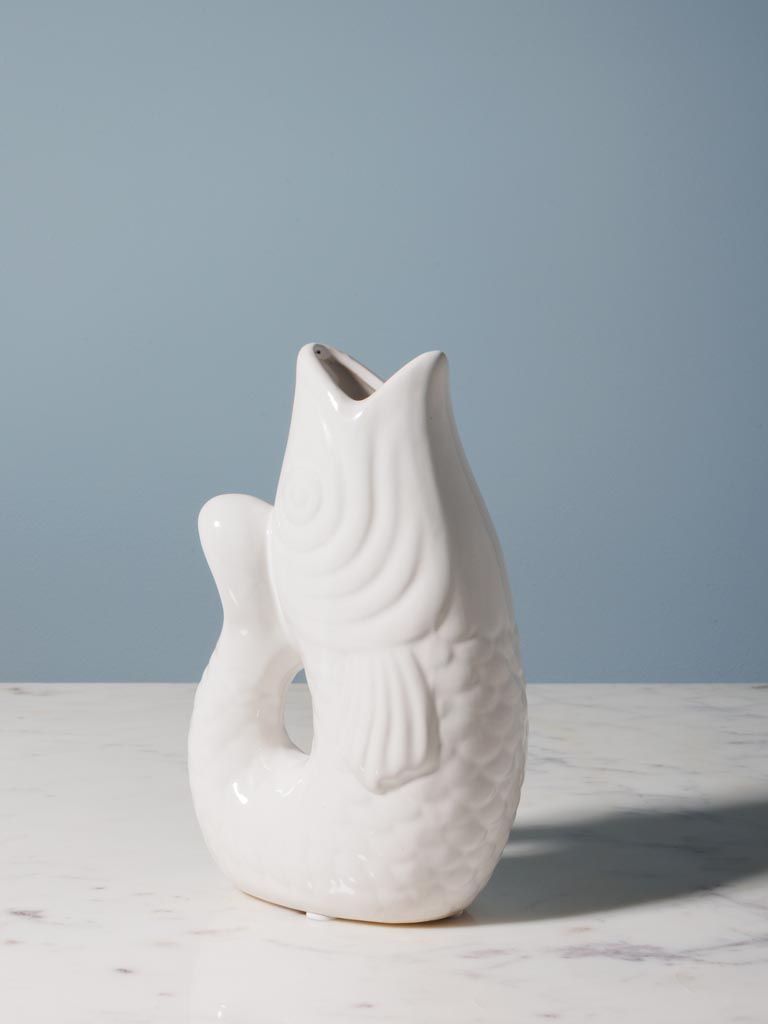 Small white fish vase - 4