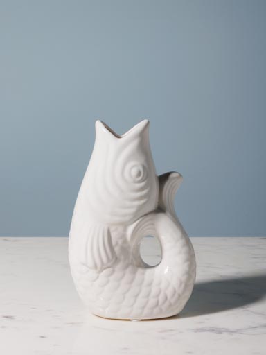Small white fish vase