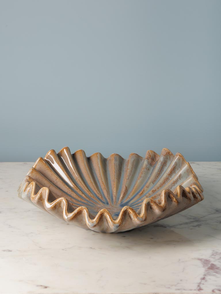 Large grey blue stoneware fruit bowl Médusa - 1