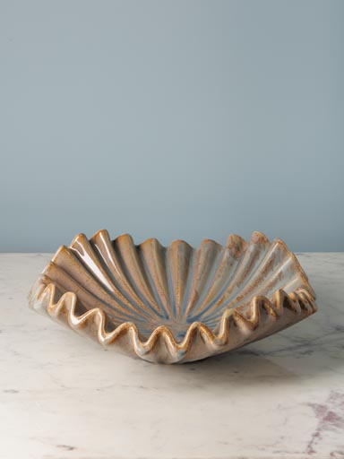 Large grey blue stoneware fruit bowl Médusa