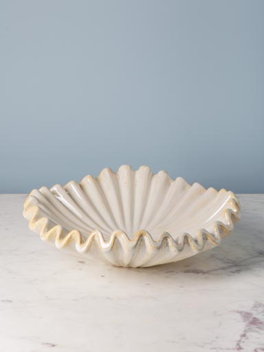 Large beige stoneware fruit bowl Médusa