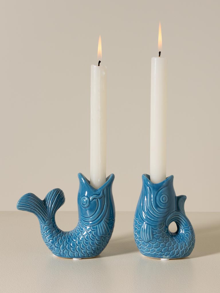 S/2 chandeliers poissons bleus - 1