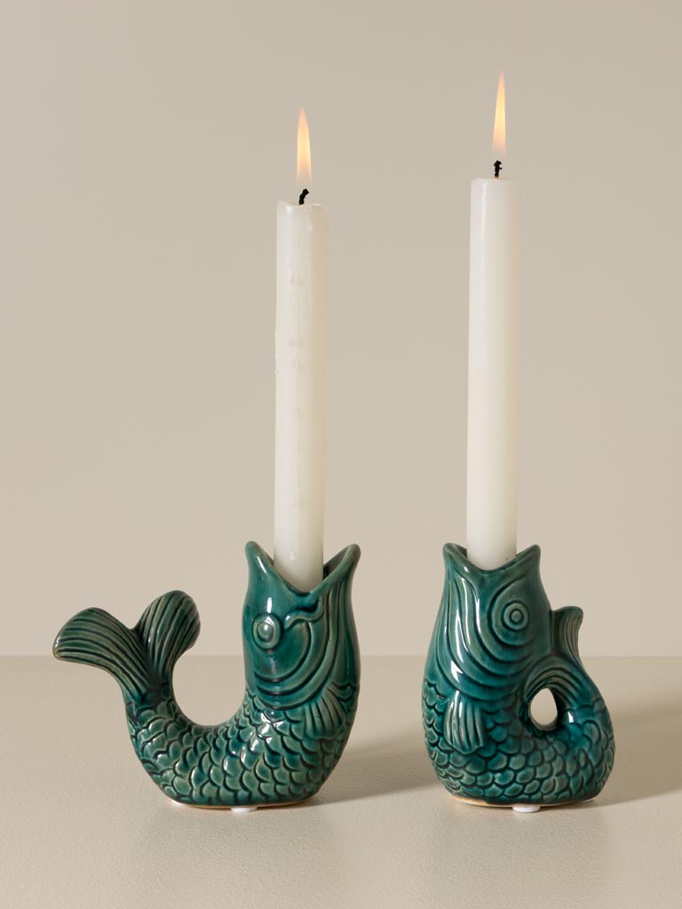 S/2 chandeliers poissons verts foncé - 1