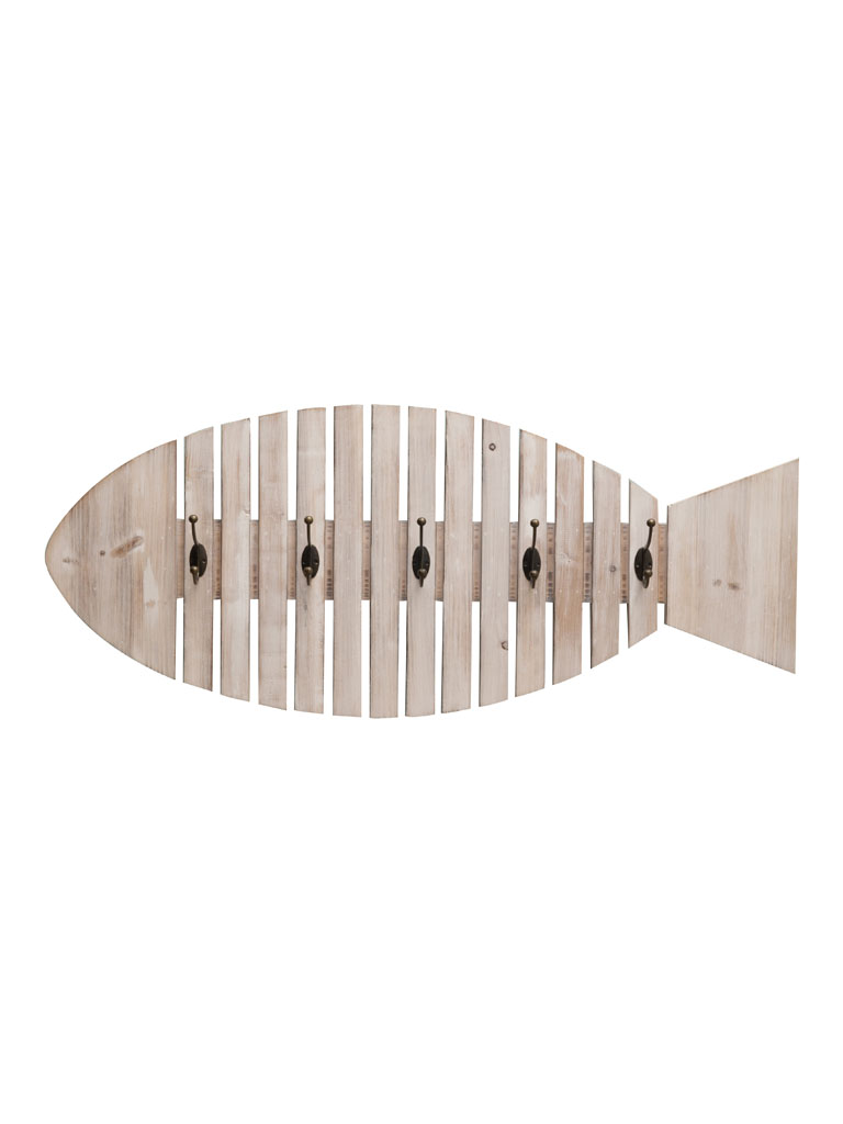 Fish coat rack 5 hooks white patina - 2