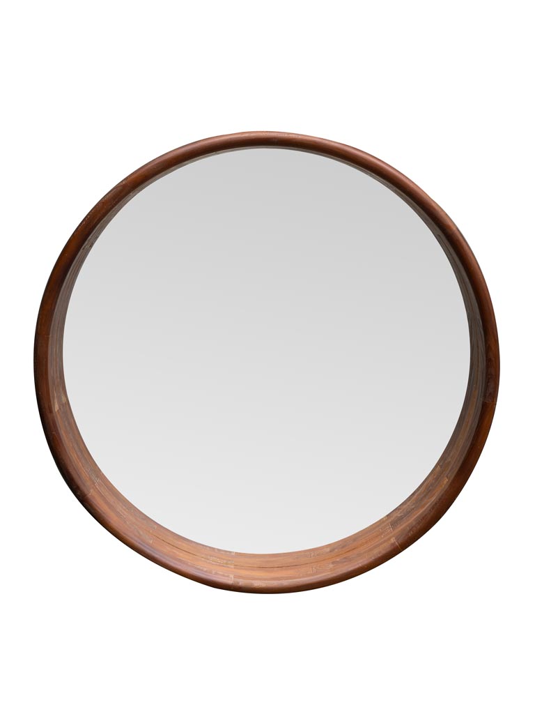 Miroir rond bois brun - 2