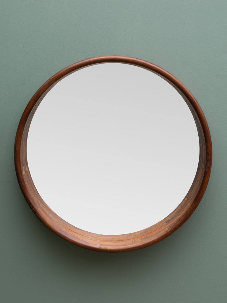 Miroir rond bois brun - 1