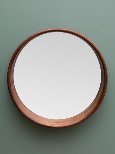 Miroir rond bois brun