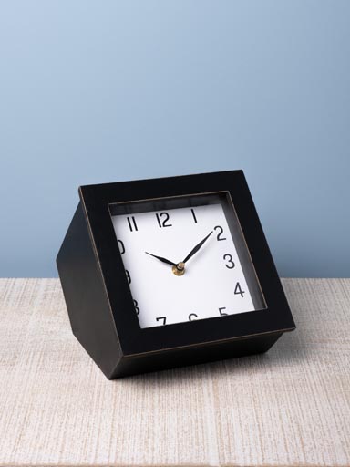 Square metal table clock