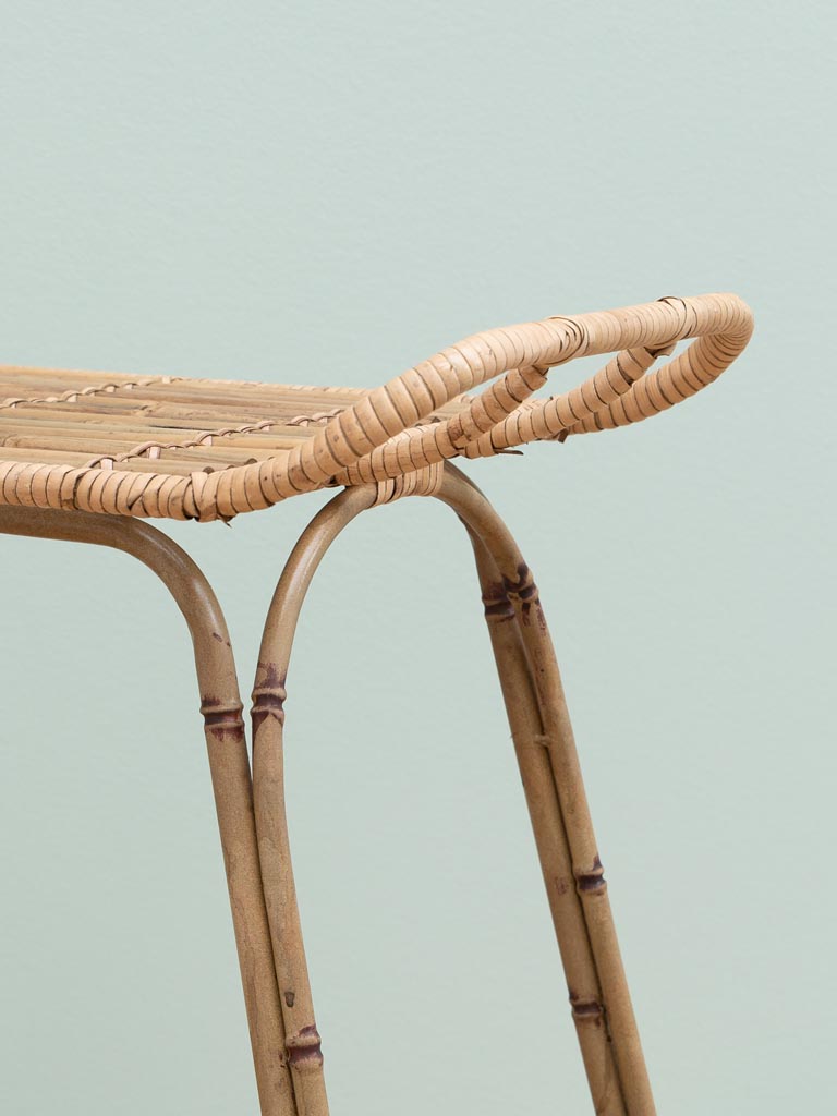 Rattan stool with bamboo style feet - 5