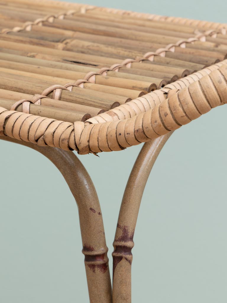Rattan stool with bamboo style feet - 4
