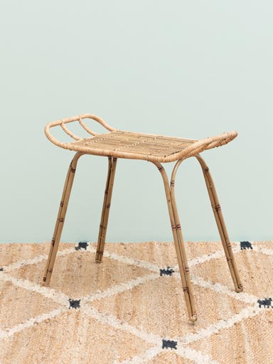 Rattan stool with bamboo style feet