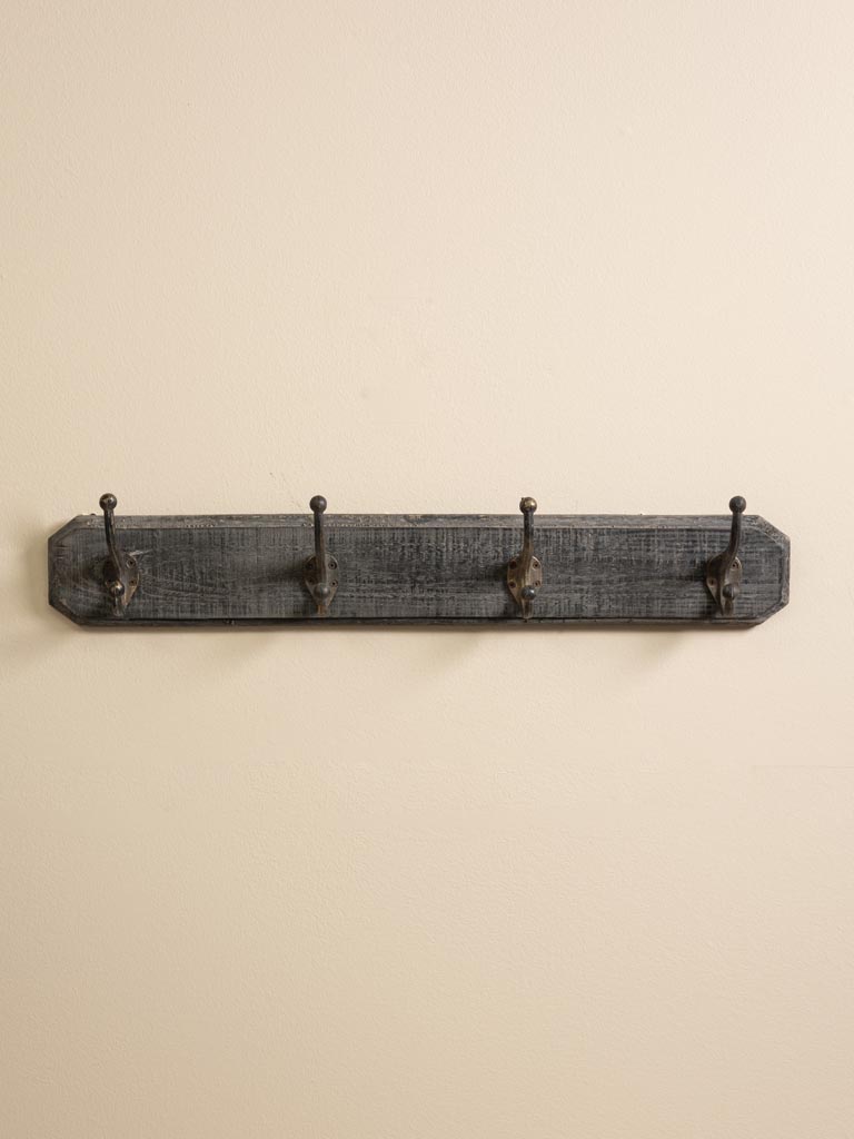 Wall coat rack 4 hooks dark patina - 1