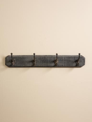 Wall coat rack 4 hooks dark patina