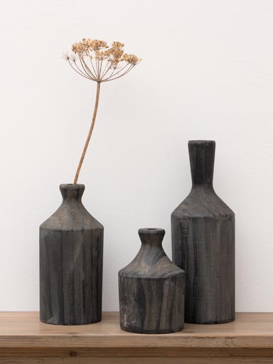 S/3 bouteilles en bois noir