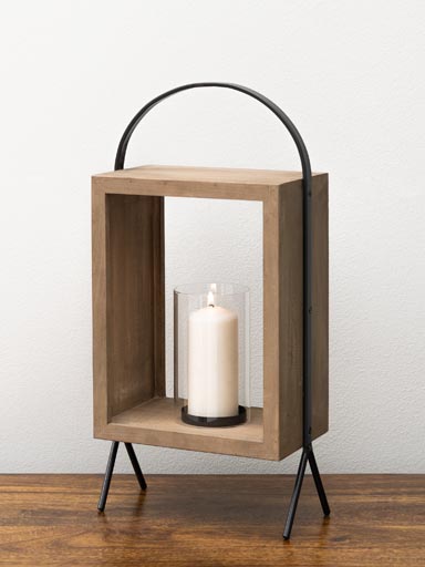 Small wooden lantern rounded handle