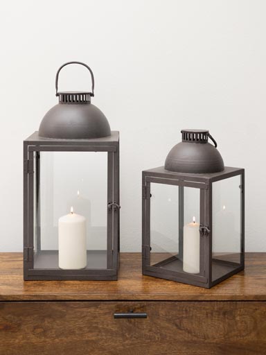 S/2 brown metal lanterns