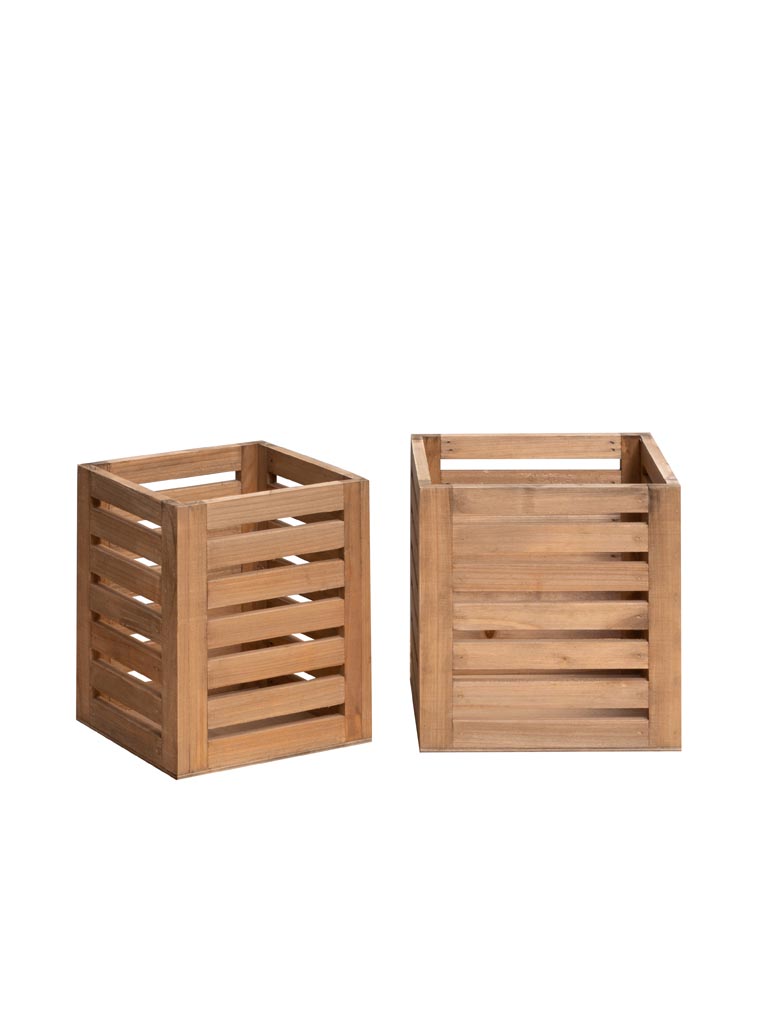 S/2 lanternes stries de bois - 2