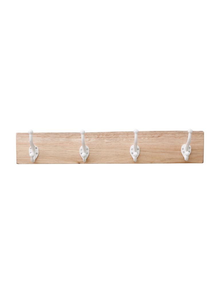 Wall coat rack 4 white hooks - 2
