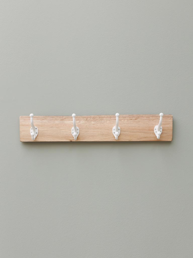 Wall coat rack 4 white hooks - 1