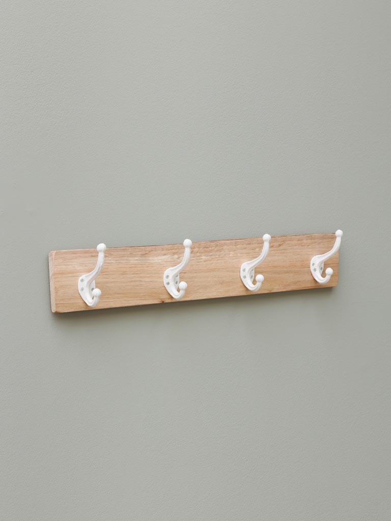 Wall coat rack 4 white hooks - 3