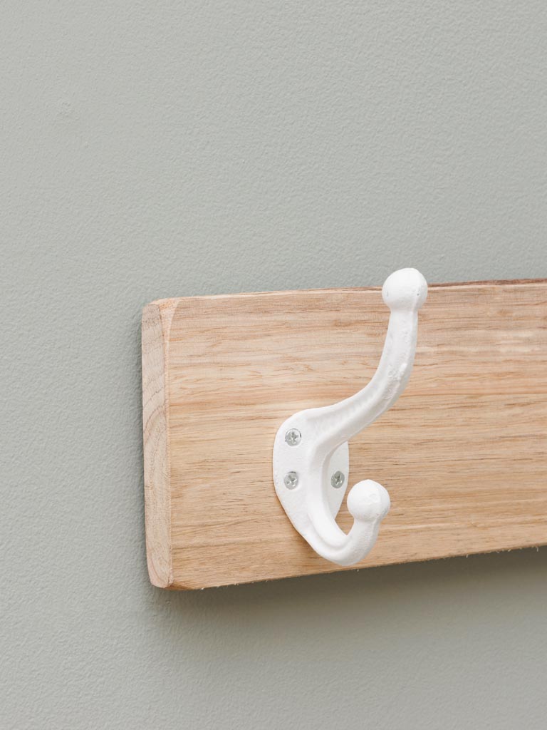 Wall coat rack 4 white hooks - 4