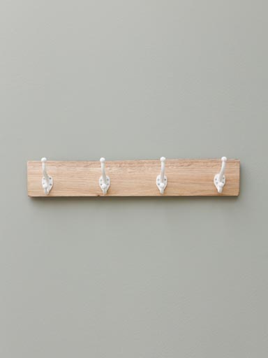Wall coat rack 4 white hooks