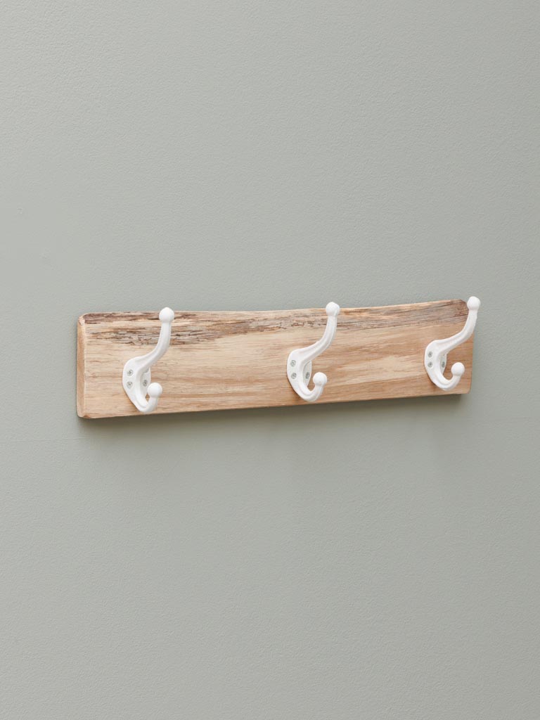 Wall coat rack 3 white hooks - 3