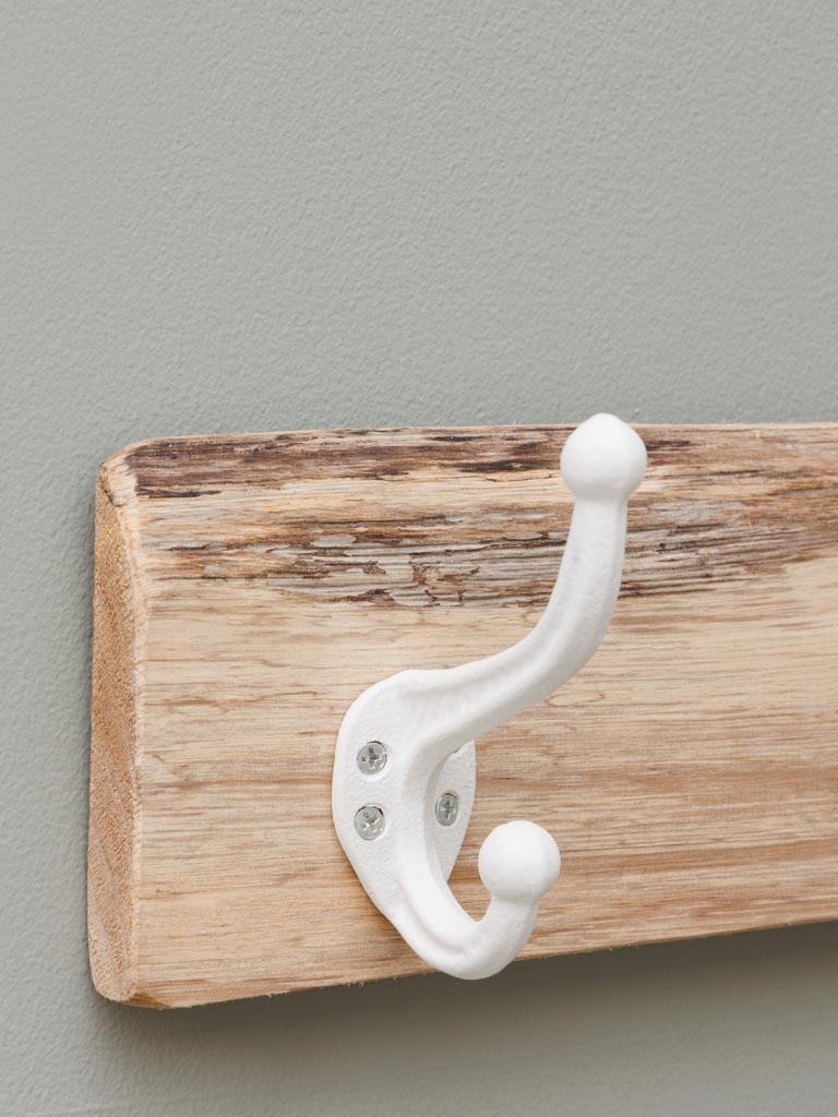 Wall coat rack 3 white hooks - 4
