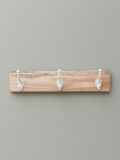 Wall coat rack 3 white hooks