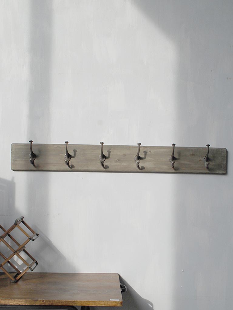 Coat rack 6 hooks fir wood 139 cm - 1