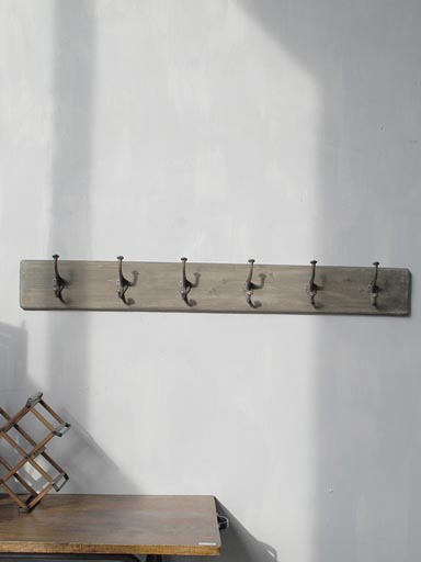 Coat rack 6 hooks fir wood 139 cm