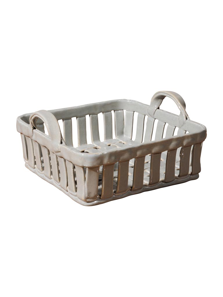 Square grey ceramic basket Josette - 3